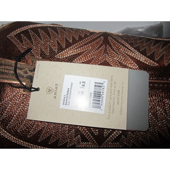 Women's Round  Up Ruidoso Western Boot PEARL BURNISHED CHESTNUT Size 9 B - Picture 9 of 11